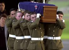 The casket of Private Leonard Manning arrives in New Zealand