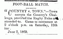 Newspaper report headed 'Foot-ball Match'