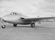 RNZAF Vampire jet at Ōhakea, 1951