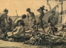 Painting showing the death of Marion du Fresne