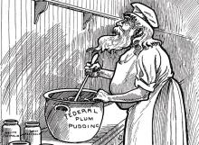 Cartoon about New Zealand joining the Australian federation