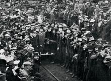 Sir Joseph Ward drives the last spike in the North Island’s main trunk line