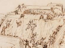 Sketch of the Naval Brigade’s unsuccessful attack at Rangiriri