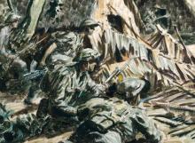 Russell Clark, Action, Falamai village, c. 1944
