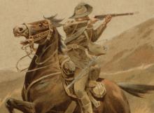 Painting of a New Zealand mounted trooper, c. 1900