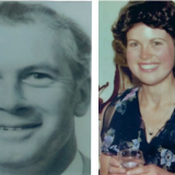 Man and woman side by side smiling at camera
