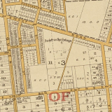 Old street plan showing location of memorial 