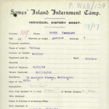 Eberhard Focke's Somes Island internment card