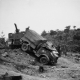 Quad tractor towing 25-pounder in Korea
