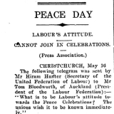 Labour's attitude towards peace celebrations