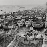 Landing craft in Southampton before D-Day