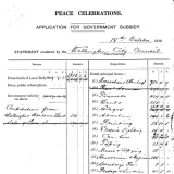 Application for peace celebrations subsidy