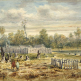 Painting of Boulcott's stockade in Hutt Valley
