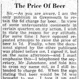 Paddy Keating's beer boycott letter
