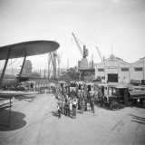Richard E. Byrd's plane on Pipitea Wharf, Wellington