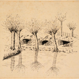 <em>Dugouts Vlamentinghe, Belgium</em> by Cecil Trevithick
