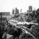 Train crossing Chasm Creek bridge, 1903