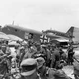 German mountain troops board aircraft
