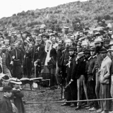 Turning the 'first sod' of the Temuka-Timaru railway, 1871