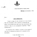 Initial letter to local bodies about peace celebrations