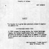 Medal citation for Pa George Karika
