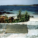 Plaque on beach with inscription, 'In memory of the crew of the barque Loch Long'