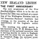NZ Legion first anniversary