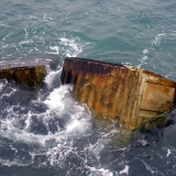 Concreted container in Ōamaru Harbour