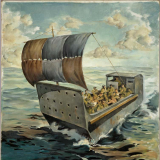 <em>The barge from Crete</em> by Peter McIntyre, 1941