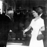 Meeting the Queen at Stratford station, 1954