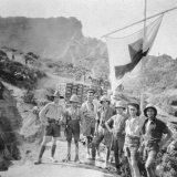 NZ Medical Corps soldiers under Red Cross flag