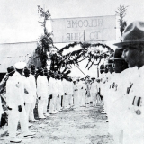 Niue servicemen on Alofi Wharf with Governor General