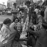 Blenheim family waiting for royal visitors, 1954