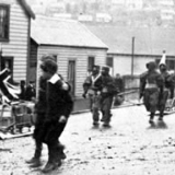 Sledging in Lyttelton prior to departure for Antarctica