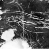 Aircraft contrails after dogfight