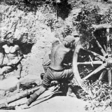 Soldiers firing field gun at Gallipoli