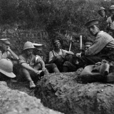 Soldiers waiting in a trench at Gallipoli