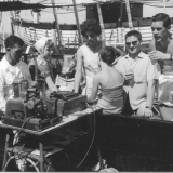Listening to music on immigrant ship