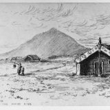 Etching of Māori King's residence, Whatiwhatihoe