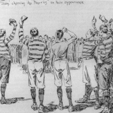 Cheering the Maori team (cartoon)