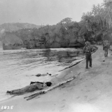 Bodies on the beach during Pacific war