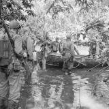 Boat abandoned by Japanese troops