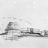 Basil Spence's first pencil impression of the Beehive