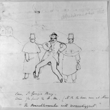 Cartoon of drunk MP, 1856