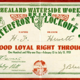 Watersiders' loyalty card, 1951