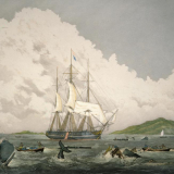South seas whaling painting, 1820s