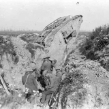 Troops and tank in France in 1918