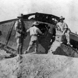 Destroyed British tank at Gaza