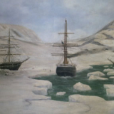 Robert Scott's ships in Antarctica painting