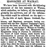 Newspaper report of the Wairau incident